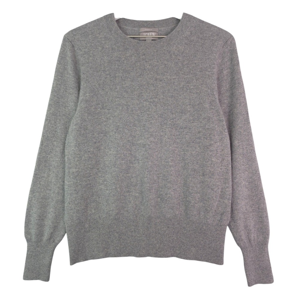 J.Crew Cashmere Classic Fit Crewneck Sweater Women XL Heather Ash Gray BA400